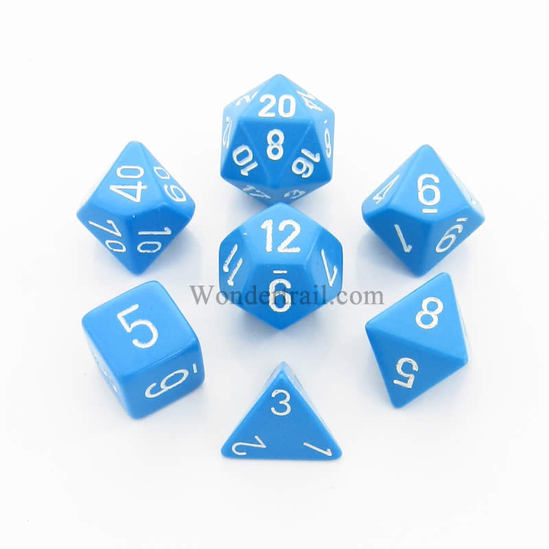 CHESSEX opaque DICE 7 DIE SET GREEN WITH WHITE D20 D8 D6 PERCENTILE.. 