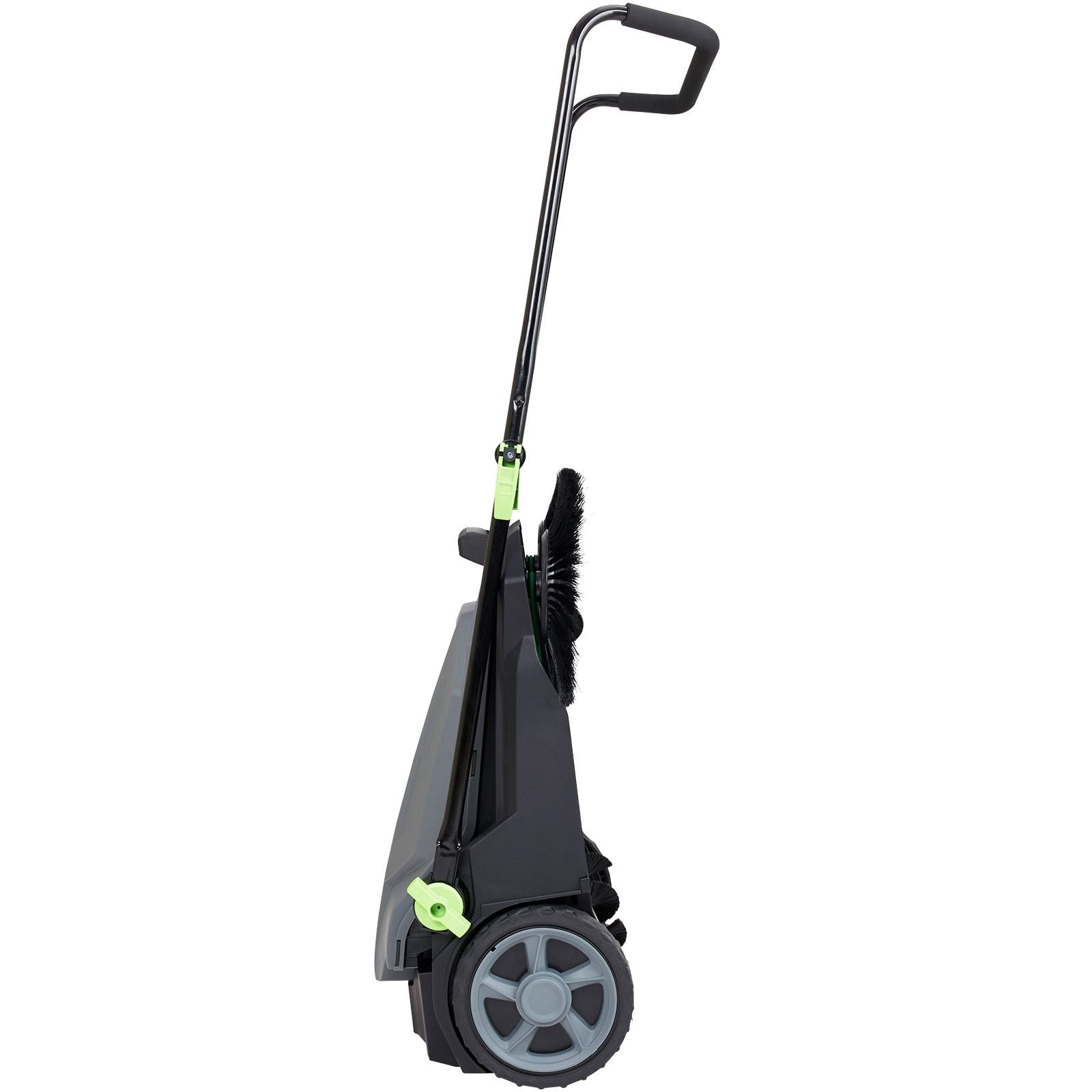25.6-Inch Manual Floor Sweeper, Walk-In Hand Push 5-Gallon Trash Can, Adjustable Folding Handle for Walkway Yard Garage Terrace