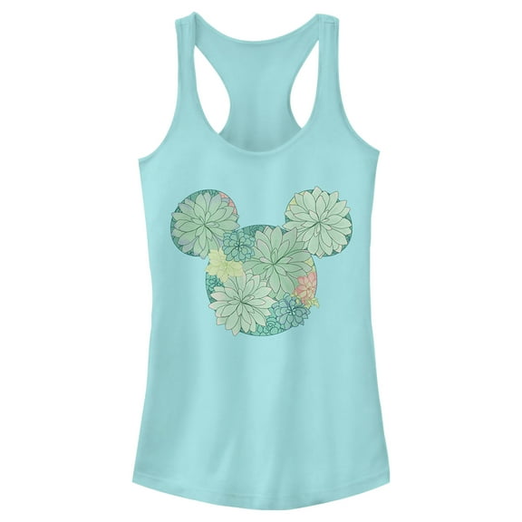 Junior's Mickey & Friends Botanical Logo Racerback Tank Top Cancun X Small