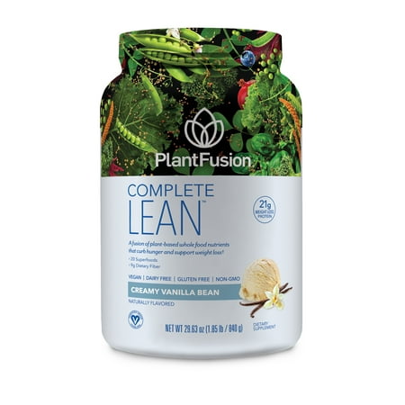 PlantFusion Lean Plant Based Weight Loss Protein Powder, Vanilla Bean, 1.8 Lb, 20