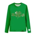 thumbnail image 4 of St. Patrick's Day T-Shirt for Women Glitter Shamrock Graphic Crewneck Long Sleeve Slim Fit Festive Top Saint Paddy's Day Party Celebration Clothes, 4 of 5