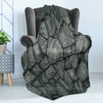 thumbnail image 4 of Grey Soft Flannel Fleece Throw Blanket, Stone Wall Texture Image Rough Rusty Blocks Obsolete Structure Antique Grunge Weathered, Cozy Plush for Indoor and Outdoor Use, 70" x 90", Grey, by Ambesonne, 4 of 5