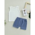 thumbnail image 4 of Bagilaanoe 2pcs Newborn Baby Boy Short Pants Set Sleeveless Tank Tops + Shorts 6M 12M 18M 24M Infant Casual Summer Outfits, 4 of 8