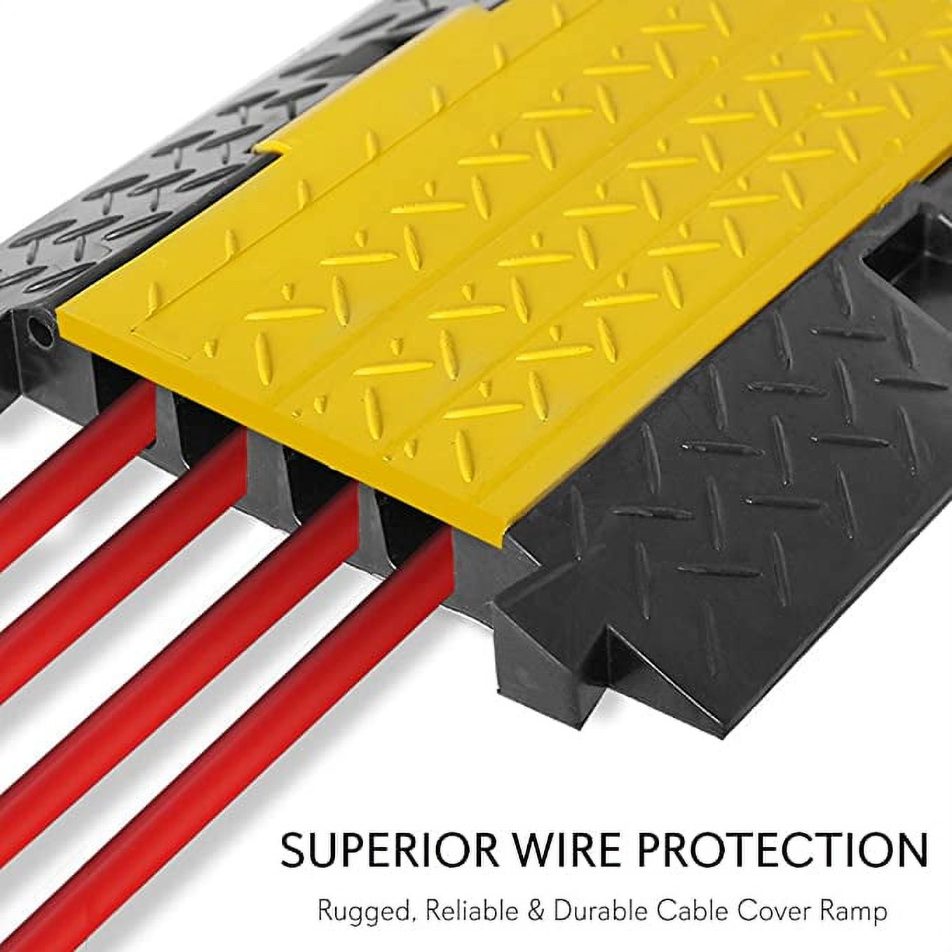 Pyle Durable Cable Protective Ramp Cover Supports 33000lbs Four Channel Heavy Duty Cord Protection