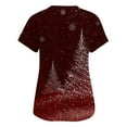 thumbnail image 4 of Dwellite Christmas Scrub Tops Women Xmas Tree Printed V Neck Short Sleeve Plus Size Scrubs Medical Uniform Shirts with Pockets Wine 4XL, 4 of 5