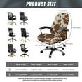 thumbnail image 6 of Renewold Brown Beige Cow Print Office Chair Slipcover Universal Rotating Boss Chair Cover Dustproof Desk Chair Protector Stretchable Fabric Cover with Elatic Bottom, S, 6 of 7