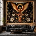 thumbnail image 5 of Phoenix Rising Before a Golden Eclipse, Mystical Fantasy for Art Lovers, Cosmic Botanical Decor, Housewarming Gift, Tapestry Wall Hanging for Bedroom and Living Room, 5 of 6