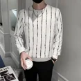 thumbnail image 4 of Ropa masculina, camisetas a rayas, sudaderas blancas, camisetas para hombre, jersey elástico XL, moda Harajuku, ropa de calle, nueva manga larga F, 4 of 5
