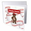 Furry Brown Bear, Baseball, Cap, Bat, Thanks Coach, Red and White 1 Greeting Card with envelope gc-313350-5