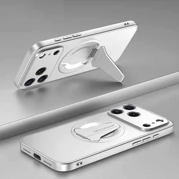 Dteck Magnetic Case for iPhone 17 Pro,Shockproof TPU PC Case Compatible with Mag Safe Hidden Kickstand Cover for iPhone 17 Pro,Silver