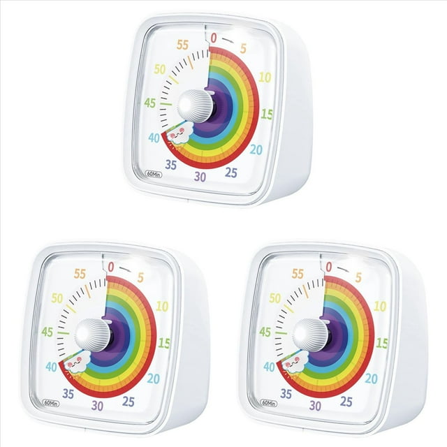 3X Temporizador Visual de 60 Minutos con Luz , Temporizador de Cuenta Regresiva, Temporizador Pomodoro con de Iris para Niños y Adultos