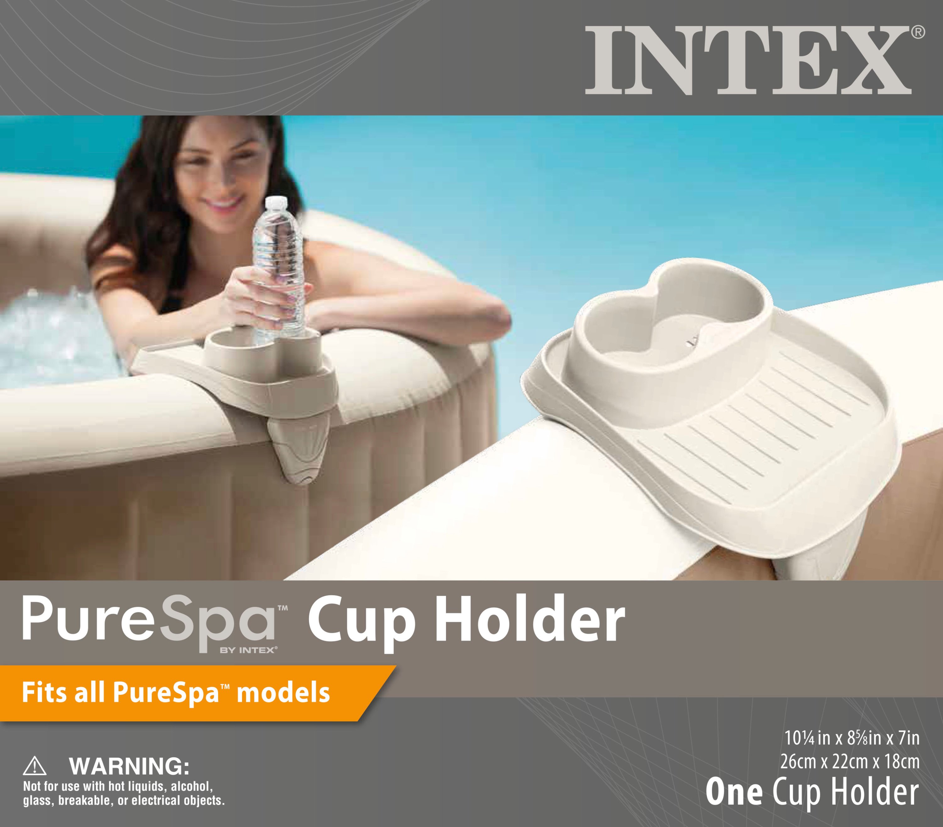 Intex PureSpa Attachable Cup Holder and Refreshment Tray Accessory, Tan 