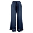 thumbnail image 5 of Lounge Pants Women Elastic High Waist Wide Leg Ruffle Hem Loose Fit Ankle Length Flowy Palazzo Pants with Pockets, 5 of 6