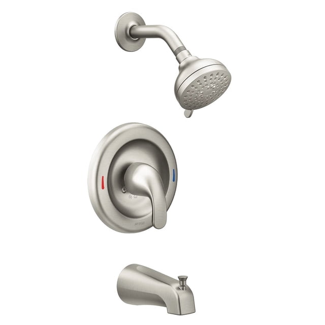 Grifo para bañera y ducha Moen Adler, 1 manija, níquel cepillado