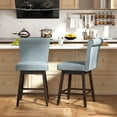 thumbnail image 2 of Costway 27" Swivel Bar Stools Set of 2 with Rubber Wood Legs Upholstered Linen Bar Chairs Gray, 2 of 10