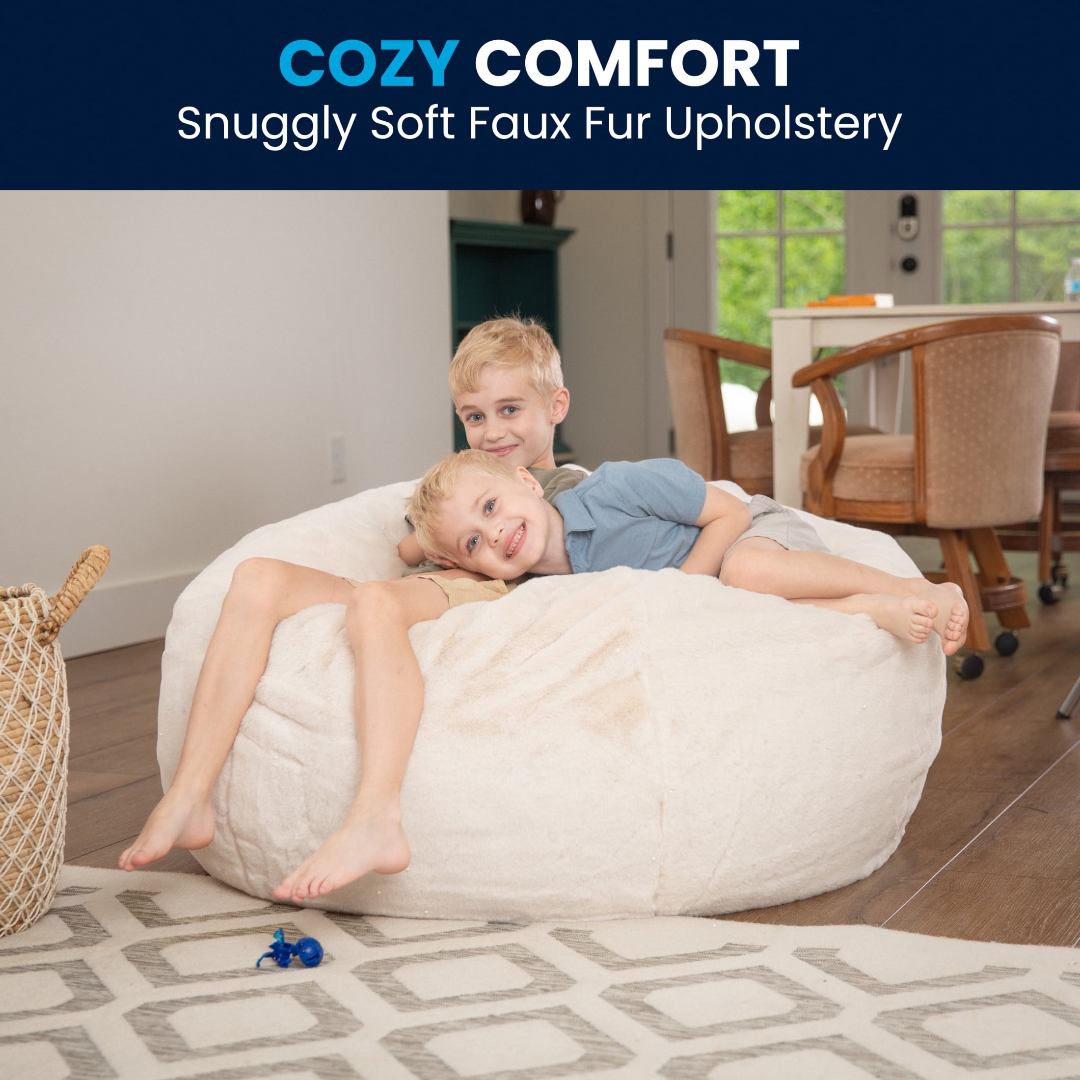 White furry bean bag discount
