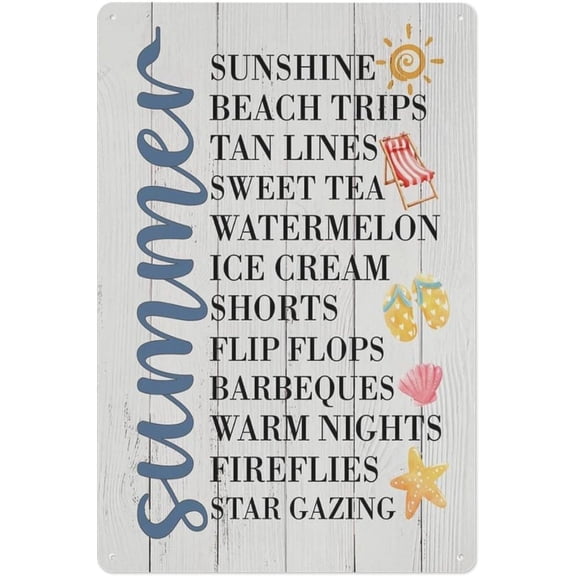 Summer Themed Sunshine Beach Trips Metal Tin Sign, 8 x 12 Inch Retro Wall Decor for Home Cafe Bar Yard