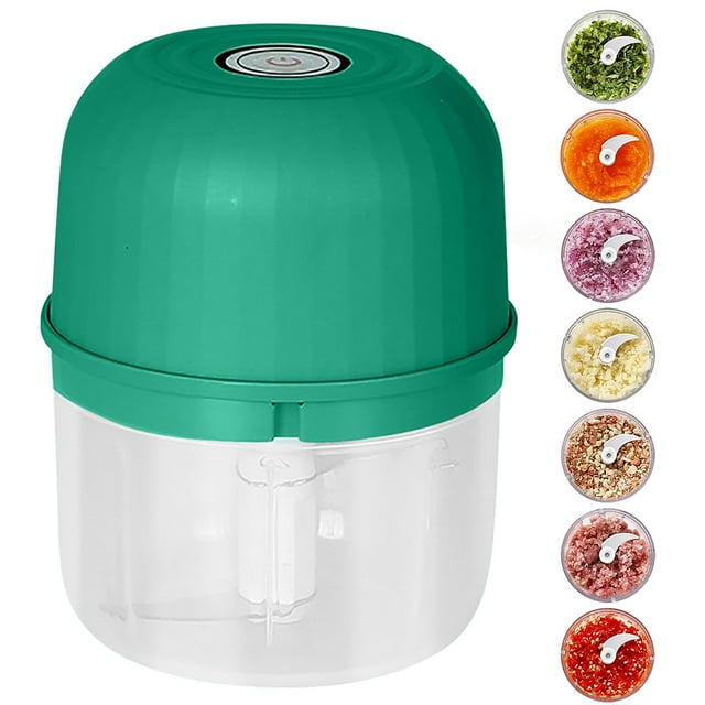YoGold Small Garlic Chopper, Mini Food Processor Cordless, USB Rechargeable Electric Food Chopper Wireless, Portable Vegetable Meat Blender Kitchen Mixer for Onion, Salad, Baby Food Green