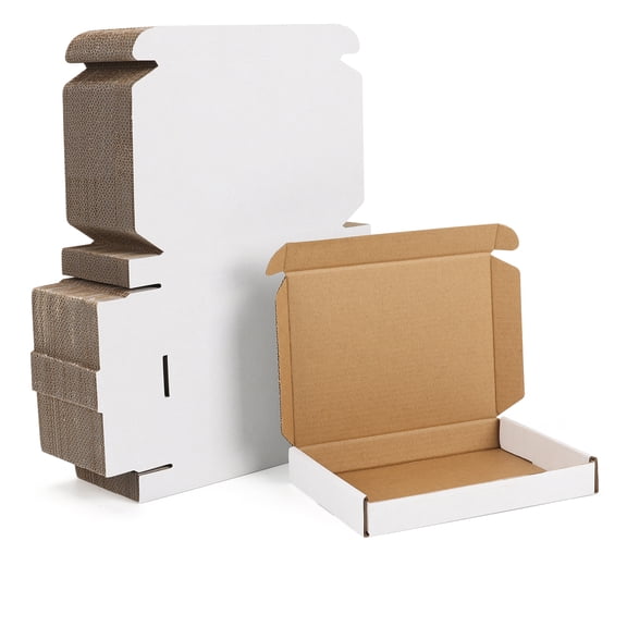 50 pack 7x5x1 inch Shipping Boxes – Recyclable White Corrugated Cardboard Mailers for Small Gift & Business