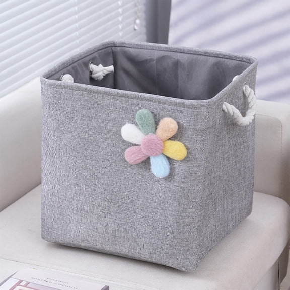 Storage Cube Baskets with Rope Handles, 1Pc Collapsible Storage Bins for College Dorm, Foldable Storage Basket, for Cloakroom Bedroom Living Room,13*13*13 Inches