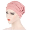 thumbnail image 2 of yuqude Women’s Hijab Hat Women Braid Design Head Wrap Soft Fabric Hair Cover Bonnet for Women & Chemo Use Pink,One Size, 2 of 5