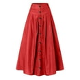 thumbnail image 3 of LWavelet Button-Front Maxi Skirt with Belt Women Daily Casual Flowy Stylish Versatile Bottoms Red S, 3 of 6