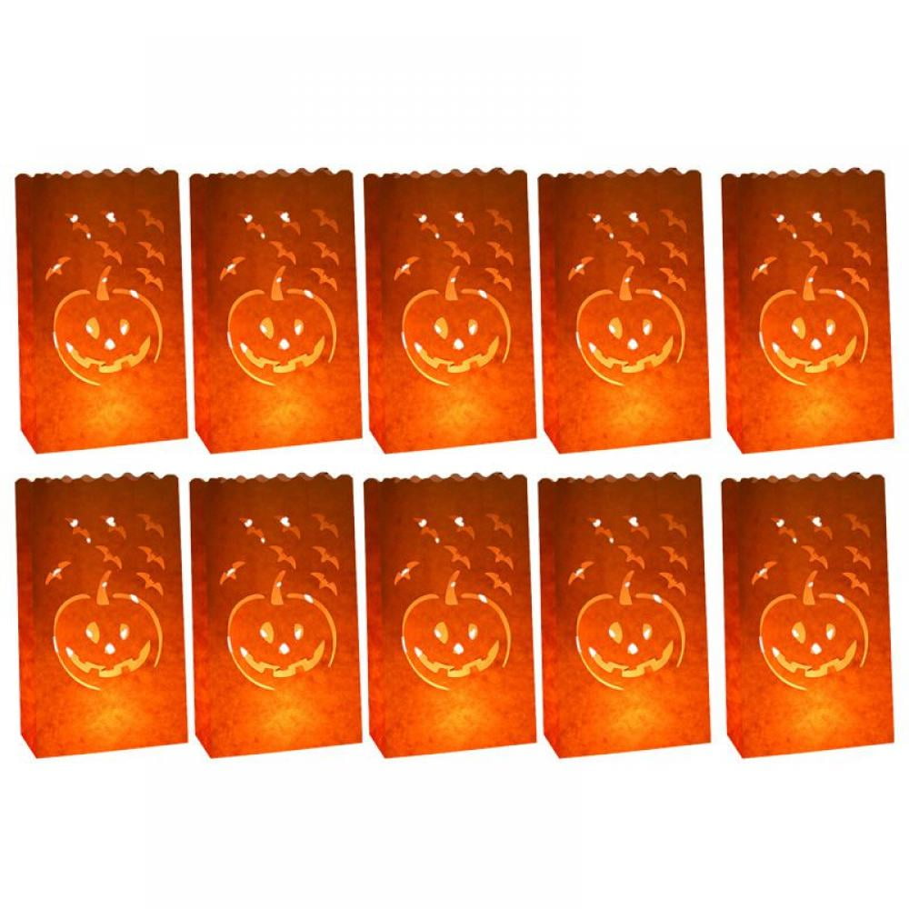 10 PCS Halloween Luminary BagsHalloween Flame Resistant Candle Bag