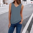 thumbnail image 3 of Holzkary Tank Top for Women V Neck Summer Sleeveless T Shirt Tunic Casual Loose Fit Blouses Ladies' Fashionable and Simple Summer Vest Top Casual Solid Color Sleeveless Top Blue L, 3 of 3