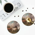 thumbnail image 5 of Balery 4 Pcs Three Horses Oil Paintingleather Coasters Set, Drink Table Cup Coasters For Living Room Kitchen Coffee Decor, 5 of 9