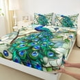 thumbnail image 3 of jejeloiu 3D Chic Peacock Twin Sheet Sets,White Flower Floral Twin Fitted Sheet,Zoo Animal Flat Sheet For Kids Boys,Microfiber Bedroom Decor,3-Piece, 3 of 7