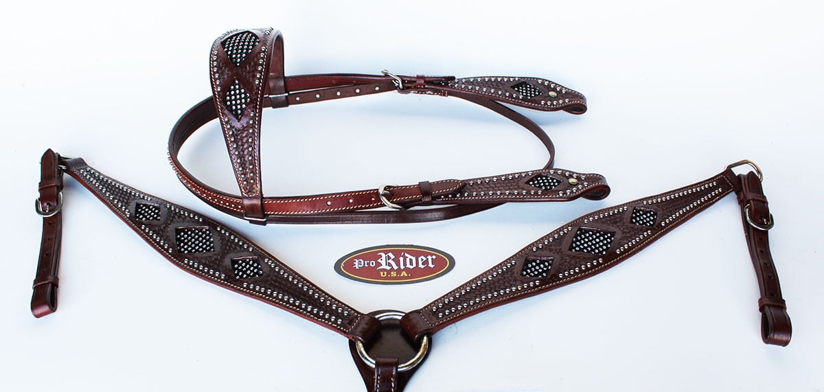 Horse Show Tack Bridle Western Leather Rodeo Headstall Breast Collar
