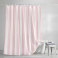 thumbnail image 3 of Shower Curtains for Bathroom, Pink Striped Waterproof Fabric Shower Curtain, Modern Farmhouse Pink White Stripes Decorative Bathroom Curtain for Bathtub, 72"x72", No Hooks Included, 3 of 9