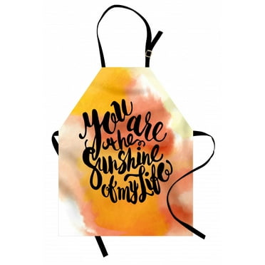 Quote Apron Retro Style Love Spouse Lettering over Psychedelic Hazy Cloud Splashes Image, Unisex Kitchen Bib Apron with Adjustable Neck for Cooking Baking Gardening, Orange and Yellow, by Ambesonne
