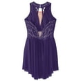 thumbnail image 4 of Sxiwei Robe de Patinage Artistique en Strass Brillant pour Filles Enfants Justaucorps de Ballet Violet 16, 4 of 5