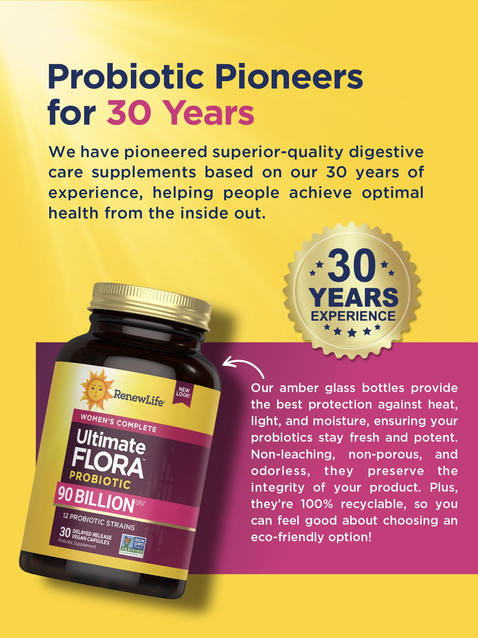 Women's Ultimate Flora Probiotic Supplement | 30 Vegetarian Capsules | 90 Billion CFU | by Renew Life