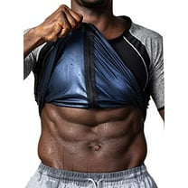 SAYFUT Men's Weight Loss Shirt Top Training Body Shaper Clothes Sweat Sauna Suit Zipper Short Sleeve