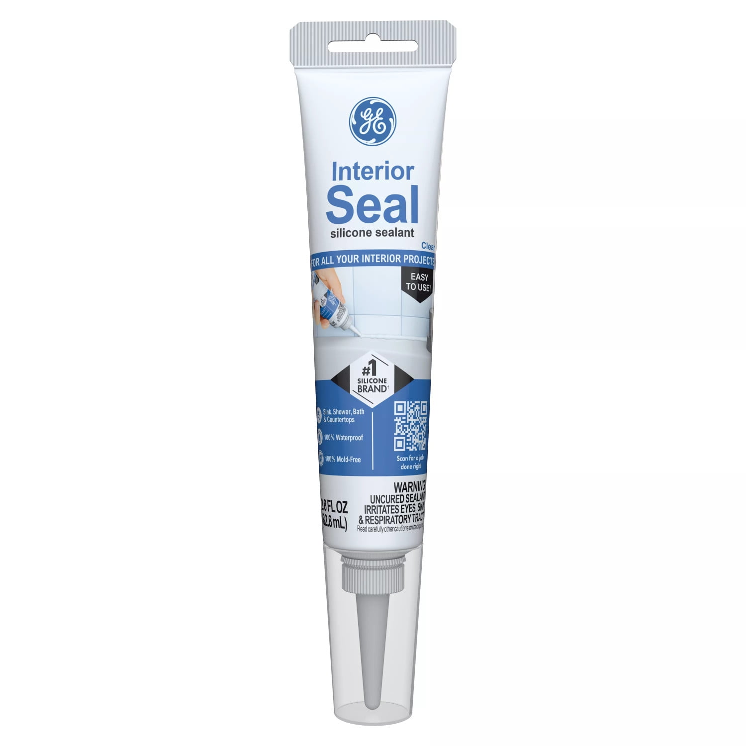 (8 pack) GE Interior Seal Kitchen & Bath, Pack of 1, Clear 2.8 oz Tube