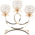 thumbnail image 2 of DENEST 3-Arms Crystal Candle Holder Centerpiece Wedding Candelabra Home Decor Golden, 2 of 9