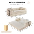 thumbnail image 4 of 5-in-1 Folding Convertible Sofa Bed, 79" Corduroy Floor Couch Futon, Pull-Out Sleeper Loveseat, Modular Boneless Sofa for Living Room & Bedroom, White, 4 of 10
