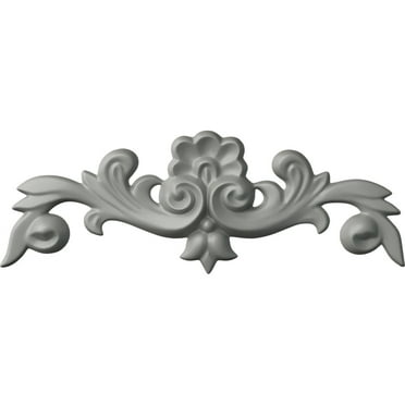 Ekena Millwork 10 5/8"W x 3 7/8"H x 5/8"P Benson Flowing Leaves Center with Scrolls Onlay