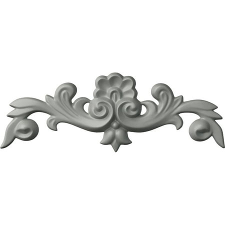 Ekena Millwork 10 5/8"W x 3 7/8"H x 5/8"P Benson Flowing Leaves Center with Scrolls Onlay
