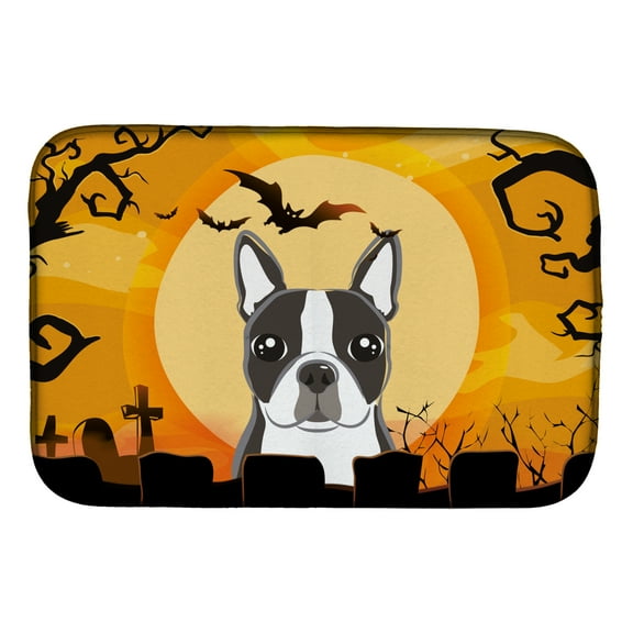 Carolines Treasures BB1761DDM Halloween Boston Terrier Dish Drying Mat 14 x 21" multicolor