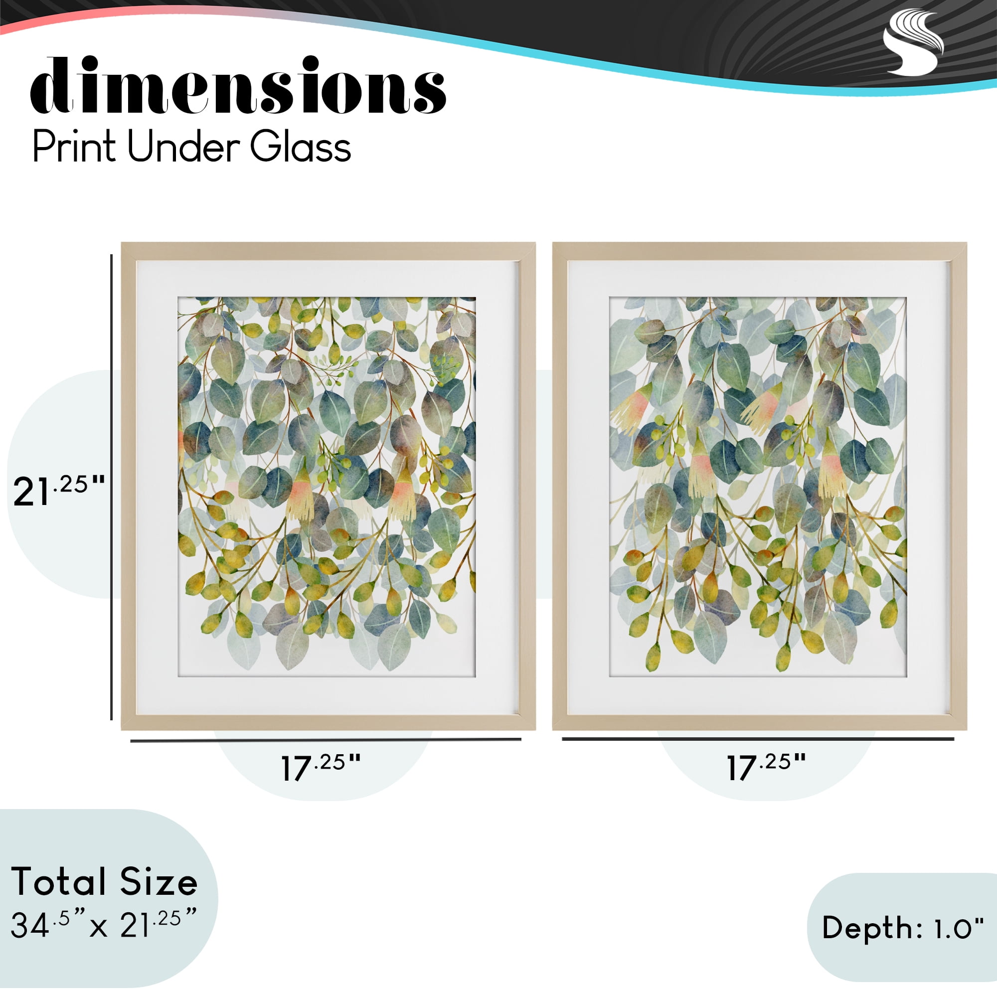Stupell Industries Layered Ivy Hanging Botanicals 2 Piece Birch Framed Print Under Glass Set, design by Marcus Prime