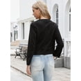 thumbnail image 3 of DARING DIVA Women's Faux Suede Long Sleeve Snap Button Collarless Jacket XS Black, 3 of 6
