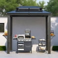 thumbnail image 3 of 5FT x 8FT Double Roof Aluminum BBQ Grill Gazebo with Grey Polycarbonate for Outdoor Use, 3 of 8
