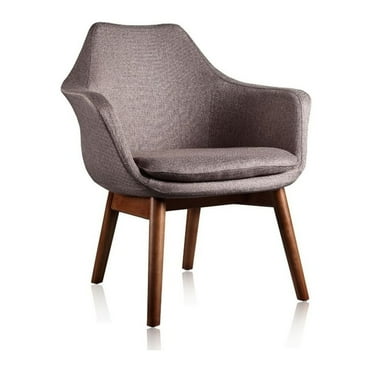Cronkite Grey and Walnut Twill Accent Chair