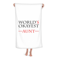 thumbnail image 1 of World's Okayest Aunt Best Quote Hand Towel Bath Facecloth Soft Cotton Washcloth, 1 of 4