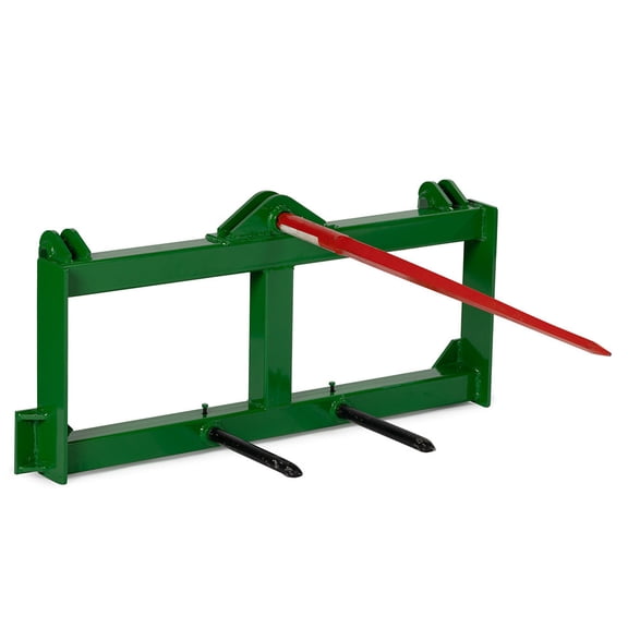 Titan Attachments Green Hay Frame Attachment with 43" Hay Spear and Stabilizers Fits John Deere Tractors, Rated 3,000 LB, Hay Handling Equipment