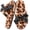 Classic Leopard, variant on Women's Open Toe Plush Slippers Cozy Bow Slip-on House Shoes with Non-Slip Rubber Sole Classic Leopard,7-8 US