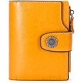 thumbnail image 1 of Cartera de mujer CHAO de piel auténtica suave color amarillo 16 ranuras para tarjetas con protección RFID, 1 of 4